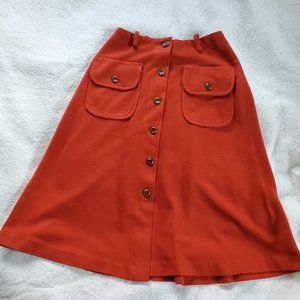 Vintage 1970's Peerless of Boston Button Front Skirt, Sz 9/10, Union Made in USA